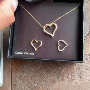 Heart necklace and earring set